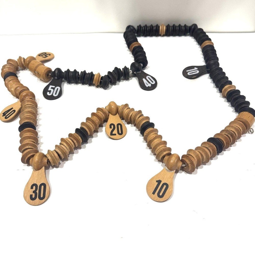 Vintage Hanging Wooden Pool Billiards Snooker Score Keeper Beads 67"